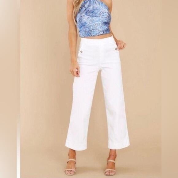 NEW SPANX BRIGHT WHITE Stretch Twill Cropped Wide Leg Pant POCKETS SZ S - Picture 2 of 15